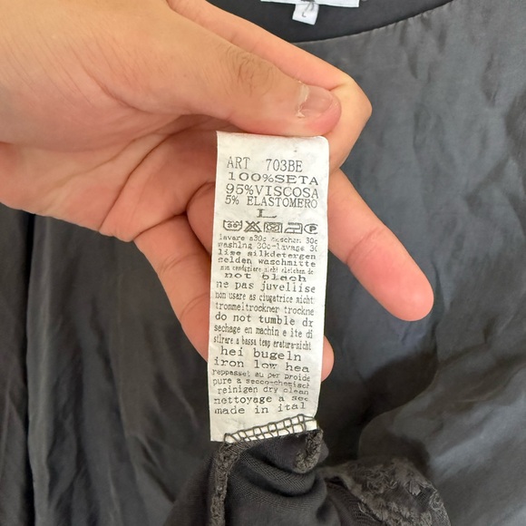 Tempo Paris Lag & Look Charcoal Lace Bottom Romantic Victorian Blouse Top Boho - Picture 6 of 10